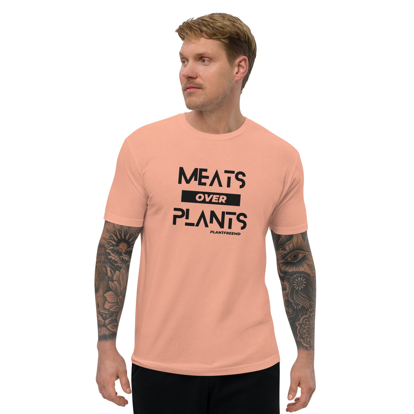 Meats Over Plants Men's Fitted T-shirt Dark