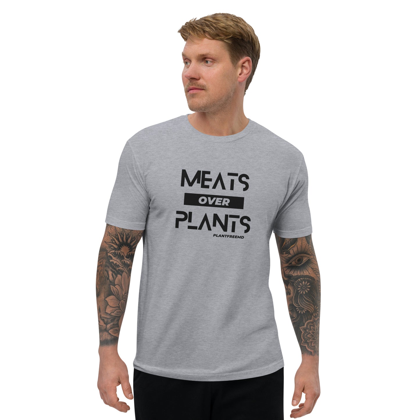 Meats Over Plants Men's Fitted T-shirt Dark