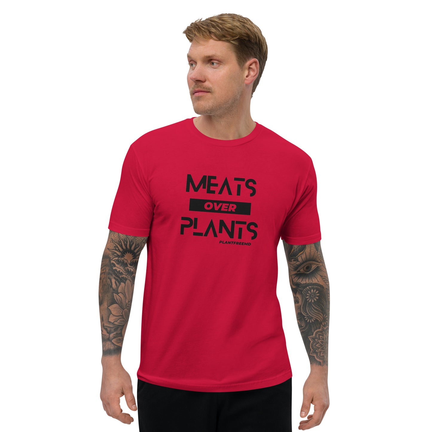 Meats Over Plants Men's Fitted T-shirt Dark