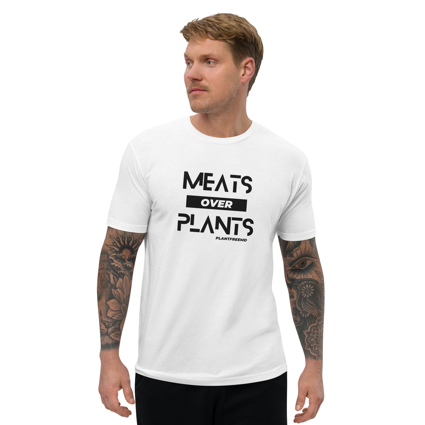 Meats Over Plants Men's Fitted T-shirt Dark