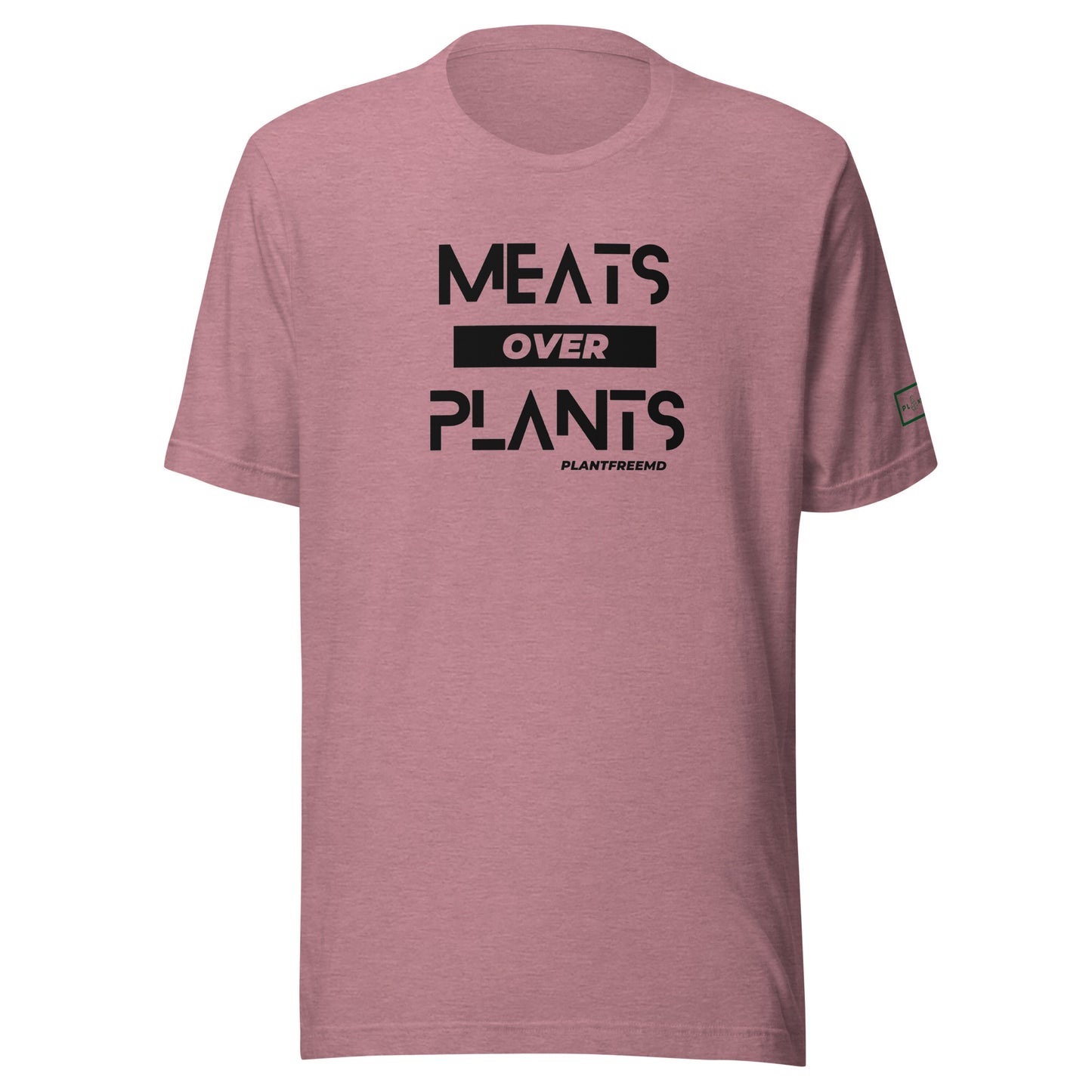Meats Over Plants Unisex T-shirt Dark w/Embroidery Left Sleeve