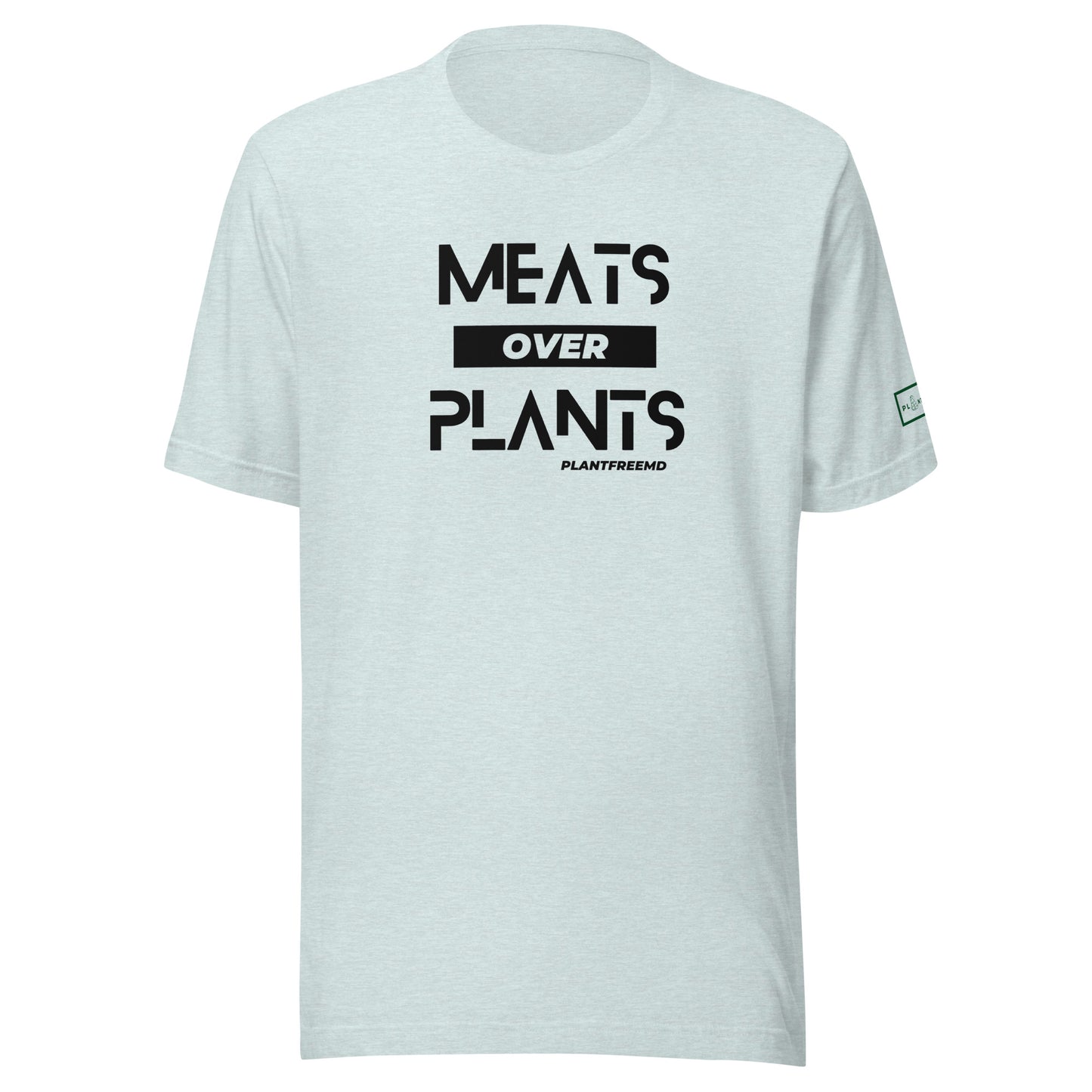 Meats Over Plants Unisex T-shirt Dark w/Embroidery Left Sleeve