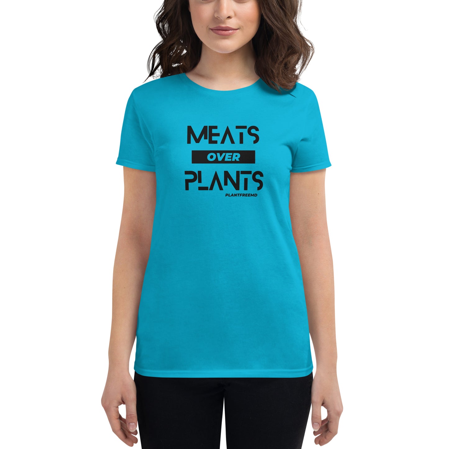 Meats Over Plants Women's Fitted T-shirt Dark