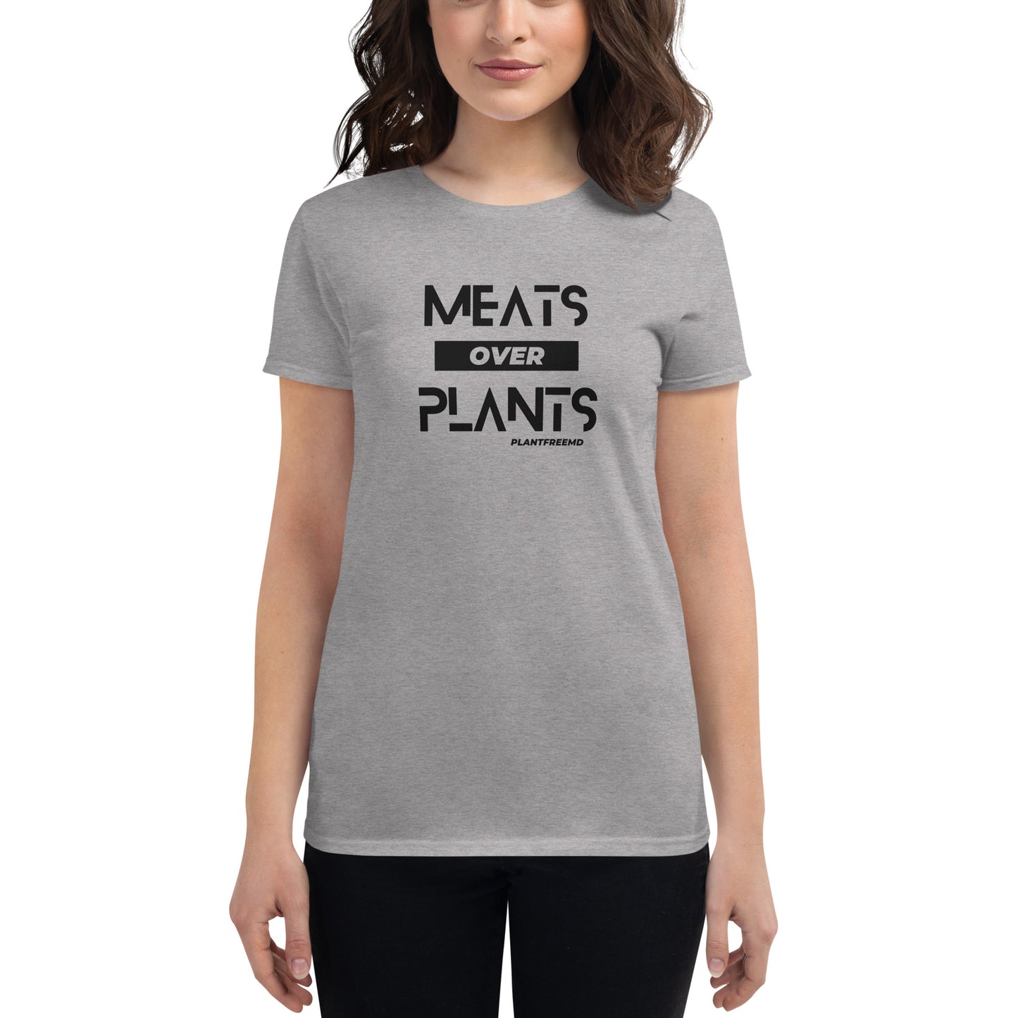 Meats Over Plants Women's Fitted T-shirt Dark