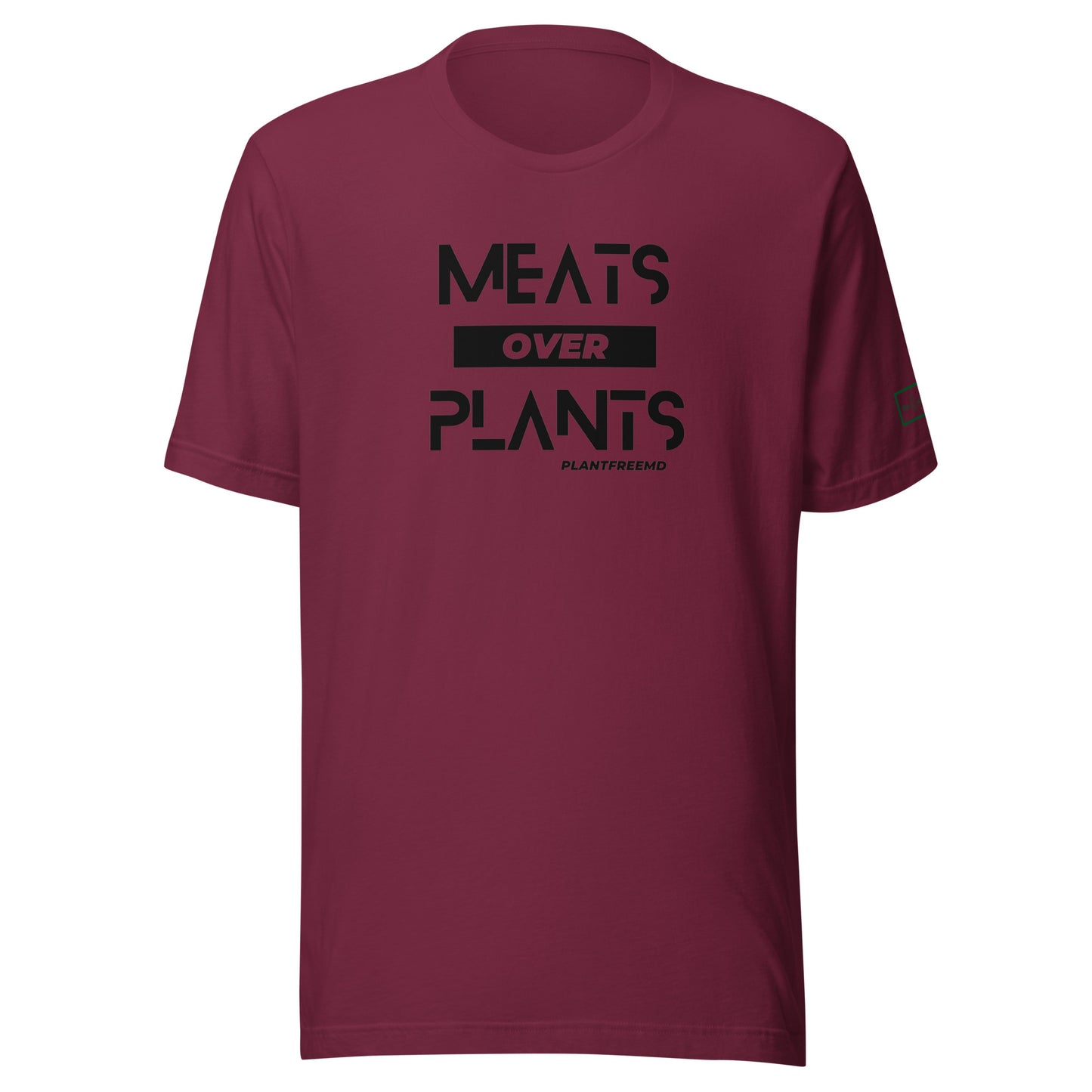 Meats Over Plants Unisex T-shirt Dark w/Embroidery Left Sleeve