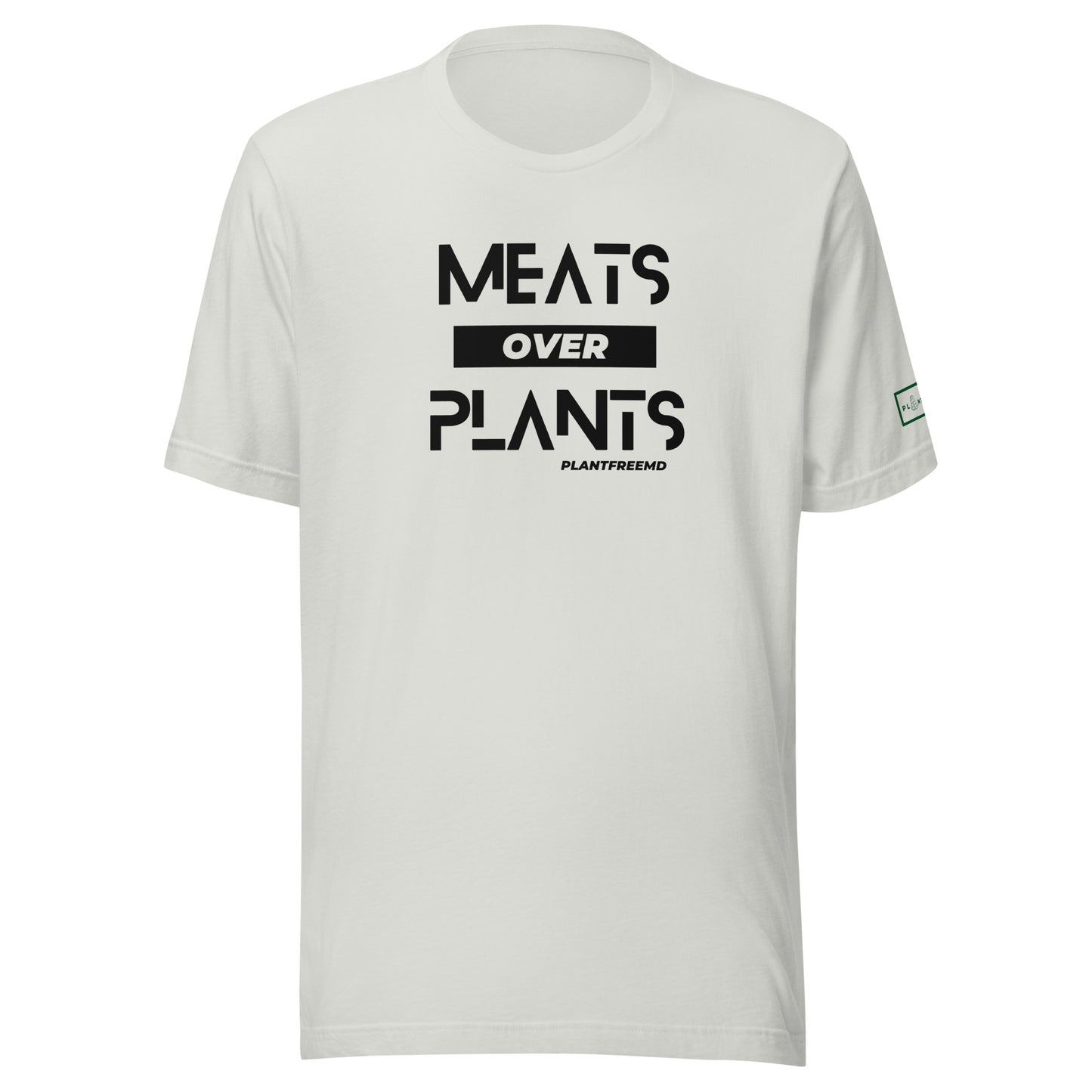 Meats Over Plants Unisex T-shirt Dark w/Embroidery Left Sleeve